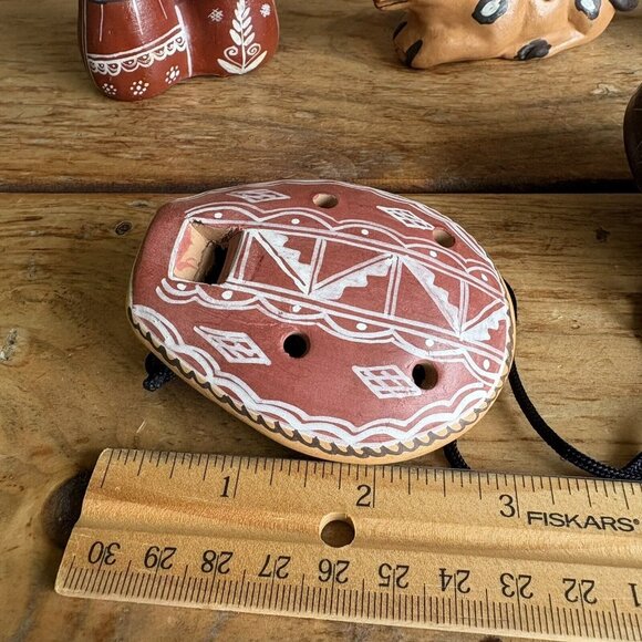 Vintage Ocarinas South American Peruvian Pottery Whistles Clay Lot Of 5 REPAIRS - Picture 2 of 16